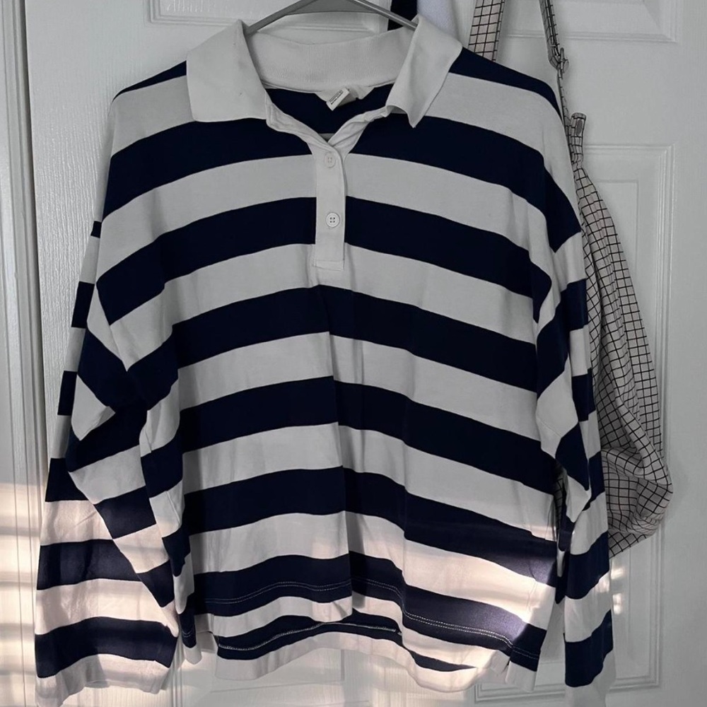 H&M Navy and White Striped Shirt